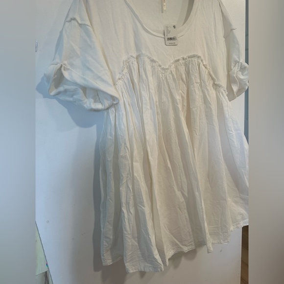 Free People NWT Catalina Smocked Round Collar Mini Dress Ivory Size Small - Picture 5 of 9